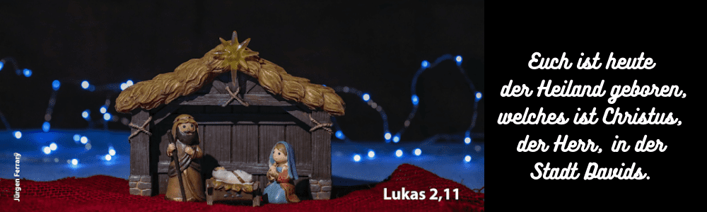 Maria und Josef im Stall und Jesus in der Futterkrippe