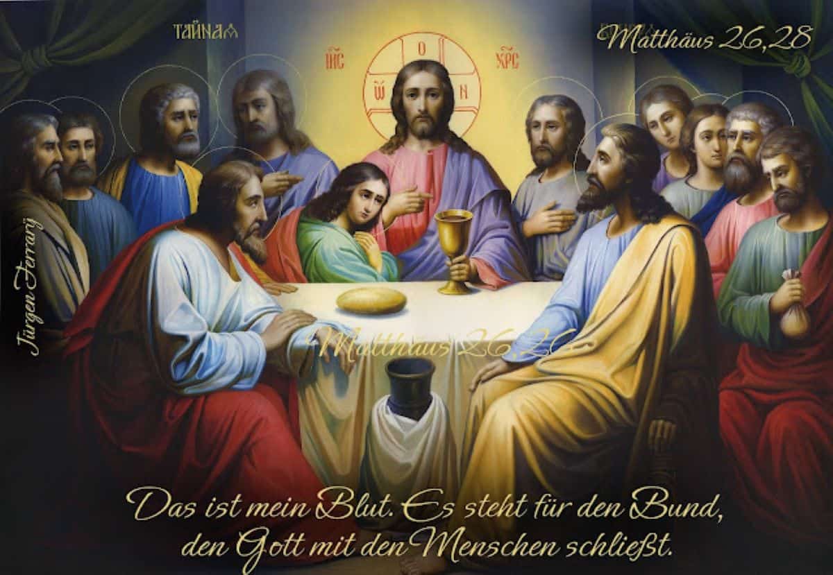 Jesus und seine Jünger beim Abendmahl